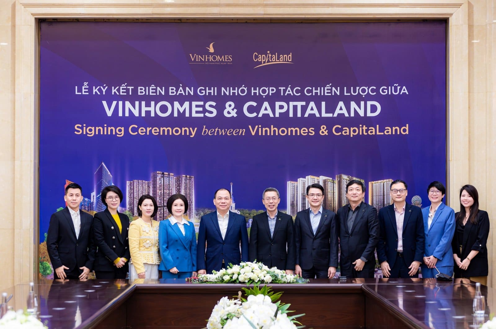 Lễ ký kết hợp tác chiến lược giữa Vinhomes và CapitaLand phát triển The Fullton CapitaLand tại Hưng Yên.